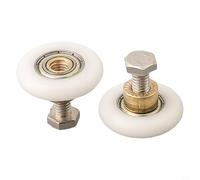 Honseadek Lot de 2 roulettes centrales en laiton de 48 mm, roues de 27 mm, en acier inoxydable de 19 mm, 23 mm, 25 mm de diamètre extérieur, vis en verre pour porte de douche, roues de rechange en