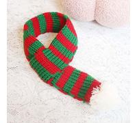 Honseadek Lot de 3 écharpes de Noël pour animal de compagnie - Mini écharpe tricotée en coton avec pompon pour chiens et chats, accessoire de style festif en rouge, vert, gris (2)