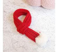 Honseadek Lot de 3 écharpes de Noël pour animal de compagnie - Mini écharpe tricotée en coton avec pompon pour chiens et chats, accessoire de style festif en rouge, vert, gris (1)