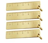 Honseadek Lot de 4 petites règles en laiton de 6 cm, outil de mesure en cuivre de 3 mm d'épaisseur avec marquages transparents de 1 mm, règles droites en métal pour dessin de précision
