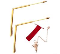 Honseadek Lot de 4 tiges de radiesthésie en cuivre 99,9 % avec pendentif pendule télescopique en forme de L pour la chasse au trésor, la détection de sources d'eau et de minéraux