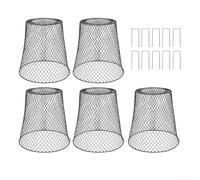 Honseadek Lot de 5 protections en maille métallique pour plantes - Protection contre les intempéries avec piquets de sol, cages de plantes résistantes aux animaux pour jardin, PVC (noir)