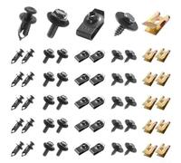 Honseadek Lot de 50 vis et boulons de voiture pour voiture, fixations en métal avec pinces en forme de U, attaches dorées et en plastique