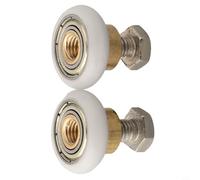 Honseadek Lot de deux vis de rechange extérieures en acier inoxydable pour porte de douche - Rouleaux en nylon de 27 mm - Roues de 23 mm - Roue de 19 mm - Diamètre central de 25 mm - Laiton (20 mm)