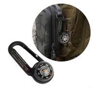 Honseadek Mini boussole d'extérieur avec thermomètre et mousqueton, outil de navigation de poche pour randonnée, camping et randonnée (E)