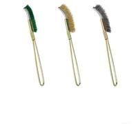 Honseadek Mini brosse métallique avec poils en laiton, acier et nylon pour enlever la peinture et la saleté - Tête inclinée pour les espaces restreints, poignée souple, 245 mm (fil de nylon)