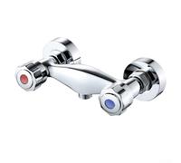 Honseadek Mitigeur de douche à double poignée chromée à installation simple, corps en laiton, robinet mélangeur chaud et froid, double contrôle, G1/2, eau pour sortie (B)