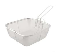 Honseadek Panier à frire carré pliable multifonction en acier inoxydable 24 cm pour barbecue, panier de cuisson résistant à la chaleur avec design de drainage efficace