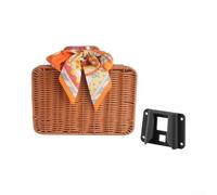 Honseadek Panier de vélo en rotin pour vélos pliants, conteneur de guidon tissé en polypropylène avec style vintage, support de sac de courses en plein air