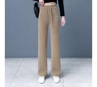 Honseadek Pantalon en velours côtelé taille haute jambe large pour femme | Pantalon Taille élastique Coupe ample Jambe droite Couleur unie Grande taille Casual Hiver All-Match Femme