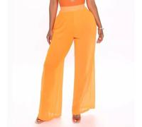 Honseadek Pantalon évasé en maille transparente pour femme | Pantalon transparent à coupe ample pour vacances, club, style bohème, longues vacances