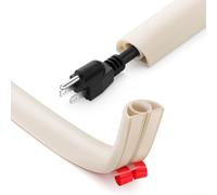 Honseadek Petit passe-câbles flexible à base autonome pour cordons d'alimentation, système de gestion des fils, organisateur de câbles au sol, housse en PVC (blanc, 1 m)
