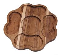 Honseadek Plateau de service en bois avec sections, plateau alimentaire en bois de style puzzle amusant pour fêtes de vacances et présentation de table (A)