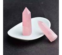 Honseadek Pointe en cristal de quartz naturel - Pierre de guérison en quartz rose pour décoration d'intérieur, Feng Shui, méditation - 70 à 80 mm - Pierre porte-bonheur polie (pointe unique)