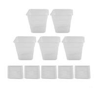 Honseadek Pot à orchidée carré transparent en plastique respirant pour racine, avec style, observation de la lumière et circulation de l'air, 15 x 15 x 15 cm, blanc (12 cm avec plateau)