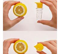 Honseadek Presse-citron manuel avec couvercle à vis, petit presse-agrumes avec filtration de pulpe intégrée et couvercle de rangement, extracteur de jus portable pour (jaune)