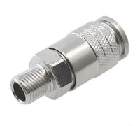 Honseadek Raccord pneumatique G1/4 mâle à connexion rapide pour connecteur standard UE pour outils de compresseur d'air en métal argenté 53 mm
