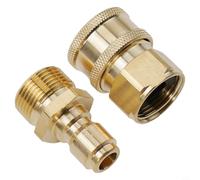 Honseadek Raccords de barre de connexion filetée M22 pour nettoyeur haute pression 3/8 en laiton 200 adaptateurs 3000 psi Structure de verrouillage à billes mâle femelle Connecteur rapide