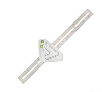 Honseadek Règle de mesure multi-angles en acier inoxydable avec rapporteur de niveau pour la construction, le carrelage, le travail du bois - métrique et échelle, 35 x 8 x 1 cm