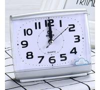 Honseadek Réveil de chevet silencieux sans tic-tac avec cadran lumineux et chiffres faciles à lire, horloge numérique à quartz à piles pour chambre à coucher et bureau (blanc)