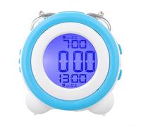 Honseadek Réveil LED à grand volume avec veilleuse silencieuse et double fonction alarme, horloge numérique 3D minimaliste pour chambre à coucher, bureau (bleu peu profond)
