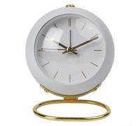 Honseadek Réveil silencieux pour chambre à coucher et bureau - Horloge de chevet minimaliste en métal avec veilleuse tactile Grand pour un visage facile à lire 22,9 x 16,5 x 26,5 cm (blanc)