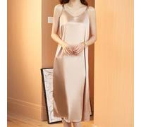 Honseadek Robe caraco ample en satin avec col en V pour femme | Robe d'été élégante sans manches pour soirée, soirée, club, grande taille, formelle