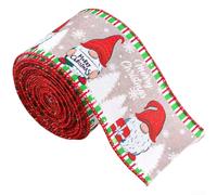 Honseadek Ruban de Noël 6,3 cm x 2 m avec motif Père Noël, ruban de tissage décoratif en lin pour emballage de vacances et décoration d'arbre (C)