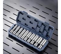 Honseadek SAE robuste pour jeu de douilles 9 tailles, avec anneaux à code couleur, poche hexagonale sécurisée, et acier chromé traité thermiquement pour la qualité (brillant)