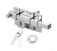Honseadek Serrure de portail de clôture, serrure de porte de style ancien, loquet mécanique antivol, cylindre en fer massif et cuivre, résistant à la rouille, convient aux portes en bois (droite)