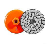 Honseadek Tampon de polissage à sec en 4 étapes de 80 mm, disque de meulage intégré épais, filetage M10 pour meuleuse d'angle, meulage de carrelage multi-grains et finition haute brillance (étape 2)