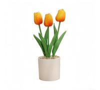 Honseadek Tulipes artificielles en pot pour décoration de fête de mariage, festival, maison, jardin, intérieur et extérieur (orange)