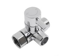 Honseadek Vanne de dérivation de douche à 3 voies, adaptateur en T G1/2 pouces en laiton pour pommeaux de douche à main et fixes, compatible avec pulvérisateur de bidet (argenté)