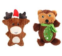 honselia Lot de 2 jouets de Noël interactifs en peluche douce avec couineur pour chiens de petite et moyenne taille