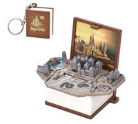 honselia Porte-clés en forme de livre pop-up pour enfants Mini château sac à dos, porte-clés pliable 3D pour cadeaux d'enfants