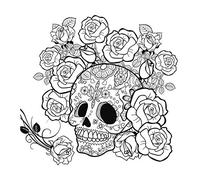 Honsell 12140 - Châssis avec Motif tête de Mort - Format 30 x 30 cm - Motif pré-imprimé à colorier avec des peintures acryliques, aquarelles et à l'huile et feutres et Crayons de Couleur
