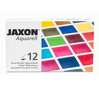 Honsell 89912 Jaxon Aquarelle Fine Artiste Lot de 12 demi-godets Couleurs vives et intenses Pigments d'artiste de qualité supérieure Multicolore