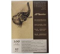 Honsell Bloc de 100 feuilles de papier recyclé 100% écologique avec surface rugueuse pour le dessin et les croquis, gris et marron, format A3