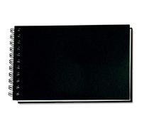 Honsell Carnet de Croquis à Spirales avec Couverture Rigide, Format Paysage, 60 Feuilles, 140 g/m², Papier à Dessin Mat, l'effacement, sans Acide et résistant au vieillissement, Noir/Blanc, A5 quer