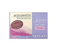 Honsell Fabriano Artistico Acquarello Watercolour Extra Blanc satiné pressé à Chaud 35,5 x 51 cm 15 Feuilles 300 g/m² Papier Aquarelle de qualité supérieure avec 4 Pages collées
