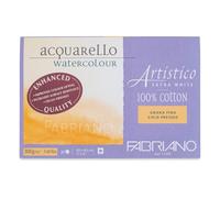 Honsell Fabriano Artistico Acquarello 19313045 Peinture aquarelle extra blanche, grain fin pressé, 30,5 x 45,5 cm, 20 feuilles 300 g/m², carton aquarelle de qualité supérieure, bloc de 4 pages collées