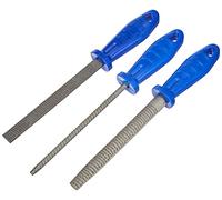 Honsell Lot de 3 râpes Manche en Plastique, Demi-Ronde et 1 Plate pour Le Traitement de la stéatite grossière Lame de 15 à 20 cm de Long, coloré, Taille unique