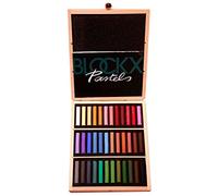 Honsell Lot de 36 pastels d'artiste Blockx dans une boîte en bois - Fabriqués à la main avec des pigments purs - Couleurs vives et très couvrantes. 49912 Coloré