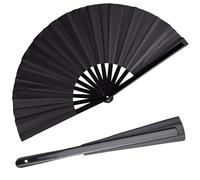 HONSHEN Éventail pliable en bambou pour homme et femme - Éventail chinois japonais en bambou pour festival, danse, cadeau, performance, décoration (éventail en bambou noir, 2p)
