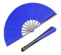 HONSHEN Lot de 2 grands éventails pliables bleus chinois Kung Fu Tai Chi en nylon pour homme et femme Performance, danse, décorations, festival, cadeau (éventail pliable bleu 2p)