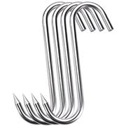 HONSHEN Lot de 4 crochets à viande robustes de 12 mm, crochets en S en acier inoxydable de 25,4 cm pour traitement de la viande