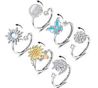 Honsny Bagues anti-stress pour femme, bague anti-anxiété, anti-stress, en laiton, oxyde de zirconium