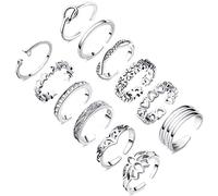 Honsny Lot de 12 bagues d'orteil plaquées or/argent 14 carats pour femme - Bague réglable en forme de fleur ouverte - Bijoux de pied de plage, Réglable, Métal, Pas de pierre précieuse