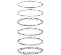 Honsny Lot de 6 bracelets en acier inoxydable plaqué or 14 carats avec maillons cubains en forme de trombones 16 cm, 17 cm, 19 cm, 24 cm, 7.8 Inches, Acier inoxydable, Pas de gemme