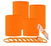 HONTIUS 0.24'' 25 Pièces Bracelets en silicone, Orange Clair Élastiques en Silicone Bracelets en caoutchouc élastique Bracelets d'identification pour Sport Homme Femme-Largeur de 6mm Super étroite